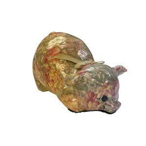 Vintage Ceramic Floral Chintz Pig Figurine Decoupage